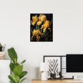 Poster d'impression de l'art Fleurs de Iris Jaunes (Bureau à domicile)