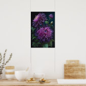 Poster d'impression de l'art floral Dahlias violet (Cuisine)