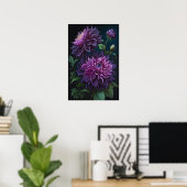 Poster d'impression de l'art floral Dahlias violet (Bureau à domicile)