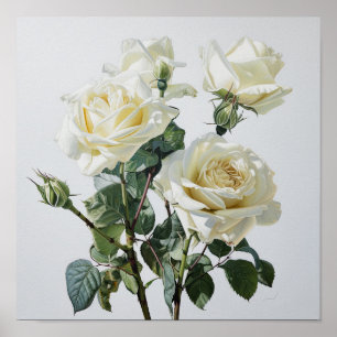 Poster d'impression de l'art floral des Roses blan