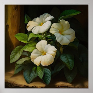 Poster d'impression de l'art floral Impatiens blan