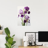 Poster d'impression de l'art floral Irises violet (Bureau à domicile)