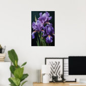 Poster d'impression de l'art floral Irises violet (Bureau à domicile)