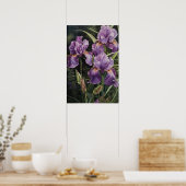 Poster d'impression de l'art floral Irises violet (Cuisine)