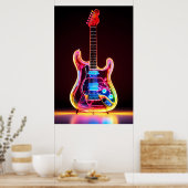 Poster d'impression de l'art guitare de Neon (Cuisine)