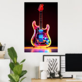 Poster d'impression de l'art guitare de Neon (Bureau à domicile)