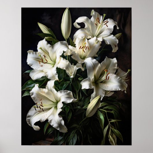 Poster d'impression de l'Art Lily Fleurs blanches (Devant)