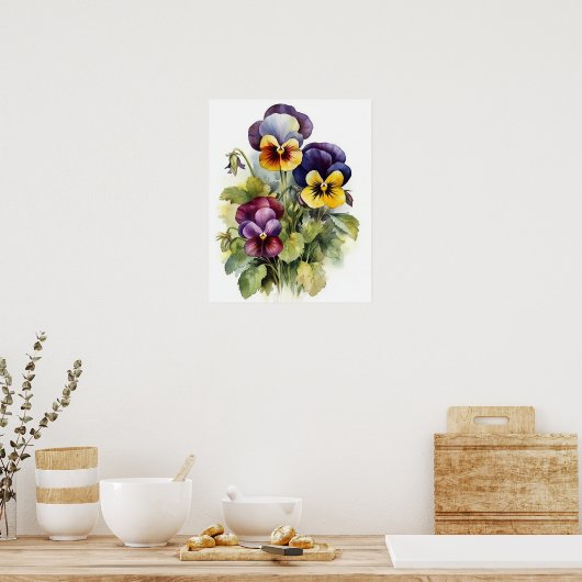 Poster d'impression de l'art Pansy Flowers (Cuisine)