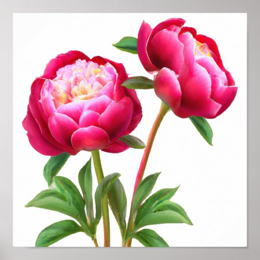Poster d'impression de l'art Red Peony Flowers (Devant)