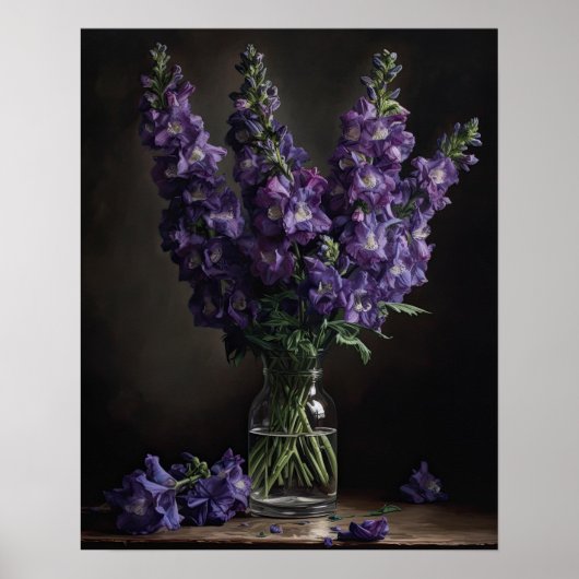 Poster d'impression de l'art violet en Delphinium (Devant)