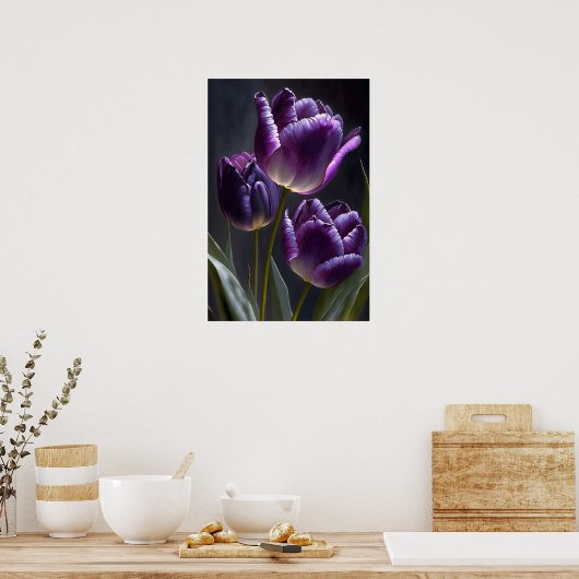 Poster d'impression de papier Tulipes violettes (Cuisine)