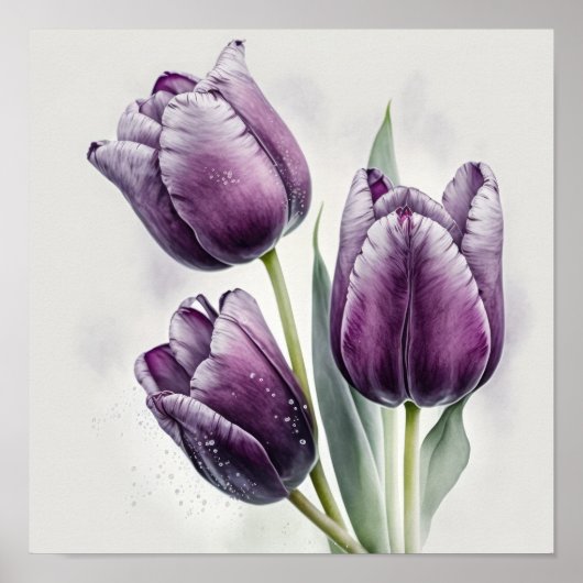 Poster d'impression de papier Tulipes violettes (Devant)