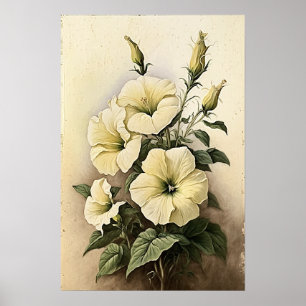 Poster d'impression de pétunias blanc