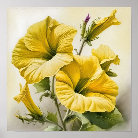 Poster d'impression de pétunias jaune (Devant)