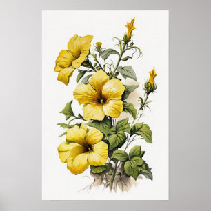 Poster d'impression de pétunias jaune