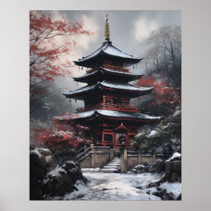 Poster d'impression de Temple Bouddhiste Japonais