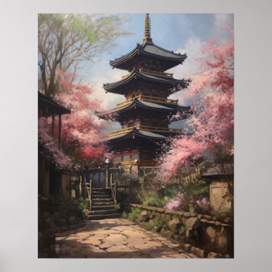 Poster d'impression de Temple Bouddhiste Japonais (Devant)