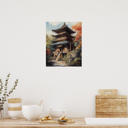 Poster d'impression de Temple Bouddhiste Japonais (Cuisine)