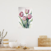 Poster d'impression de Tulipes roses (Cuisine)