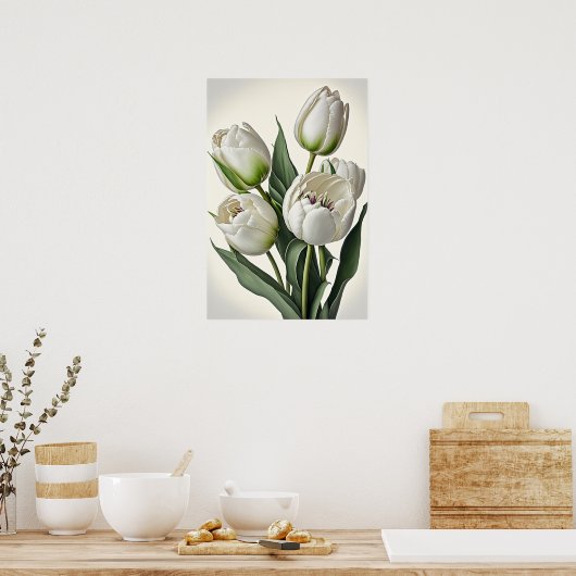 Poster d'impression des Tulipes blanches (Cuisine)