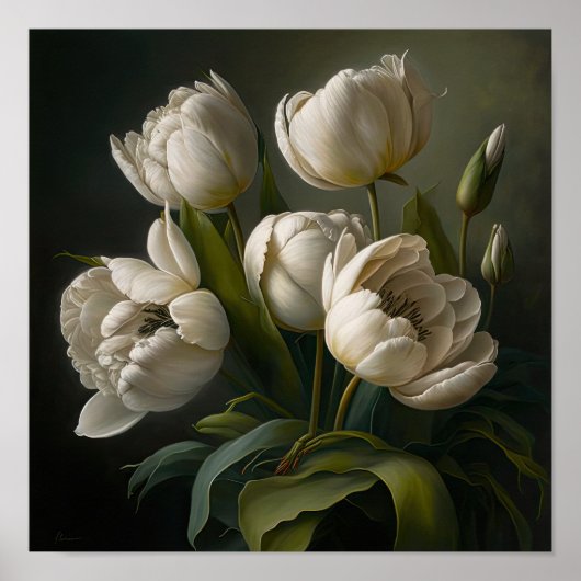 Poster d'impression des Tulipes blanches (Devant)