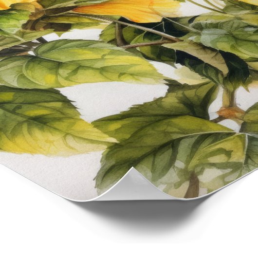Poster d'impression d'hibiscus jaune (Coin)