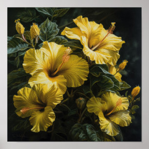 Poster d'impression d'hibiscus jaune