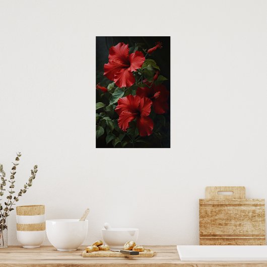 Poster d'impression d'hibiscus rouge (Cuisine)