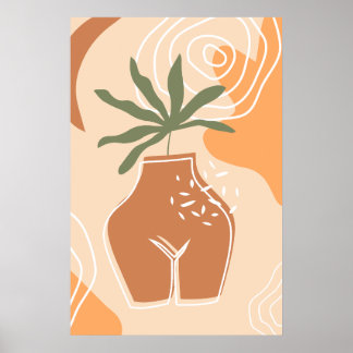 Poster d'impression du vase Curvy Boho Art Abstrai