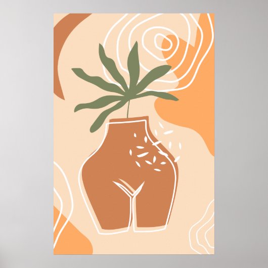 Poster d'impression du vase Curvy Boho Art Abstrai (Devant)