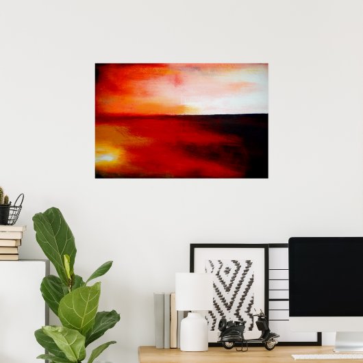 Poster d'impression d'un rectangle Abstrait rouge  (Bureau à domicile)