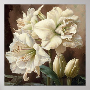 Poster d'impression en blanc Amaryllis Flower Art