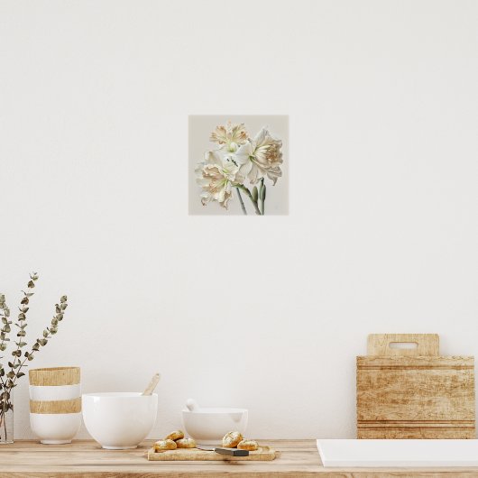 Poster d'impression en blanc Amaryllis Flower Art (Cuisine)
