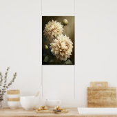 Poster d'impression en blanc Dahlias (Cuisine)