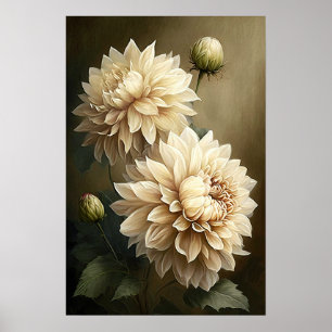 Poster d'impression en blanc Dahlias
