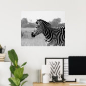 Poster d'impression en noir et blanc Zebra (Bureau à domicile)