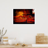 Poster d'impression en rouge horizontal Carrés Abs (Cuisine)