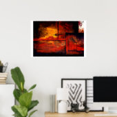 Poster d'impression en rouge horizontal Carrés Abs (Bureau à domicile)