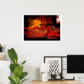 Poster d'impression en rouge horizontal Carrés Abs (Bureau à domicile)