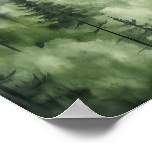 Poster d'impression Foggy Forest Landcape Art (Coin)