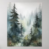 Poster d'impression Foggy Forest Landcape Art (Devant)