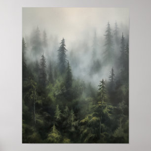 Poster d'impression Foggy Forest Landcape Art