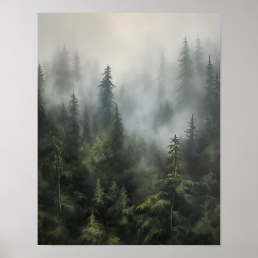 Poster d'impression Foggy Forest Landcape Art (Devant)