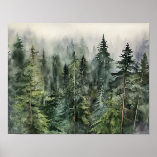 Poster d'impression Foggy Forest Landcape Art (Devant)