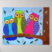 Poster d'impression Folk Art Owl (Devant)