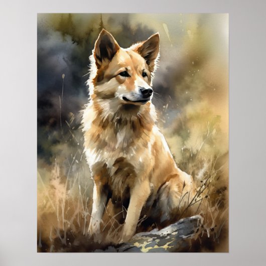 Poster d'impression islandais Sheepdog Chien Art (Devant)