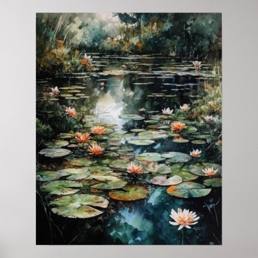 Poster d'impression japonaise Lotus Flower Pond Ar (Devant)