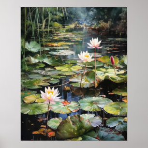 Poster d'impression japonaise Lotus Flower Pond Ar