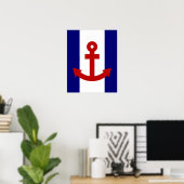 Poster d'impression marine et rayures blanches de (Bureau à domicile)