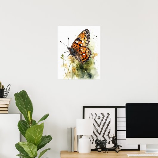 Poster d'impression Meadow Fritillen Papillon (Bureau à domicile)